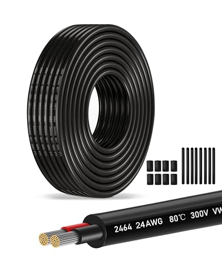 XINWANG 24AWG 2-Conductor Electrical Wire, UL2464, 26.25FT - size: 24AWG-2C(2x0.23mm²)-8M