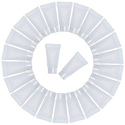 AUEAR, 24 Pack 5ml Empty Refillable Plastic Soft Tubes Squeeze Cosmetic Bottles Packing Sample Mini Containers for Body Lotion Shower Gel Shampoo Cleanser - color: 5 ml
