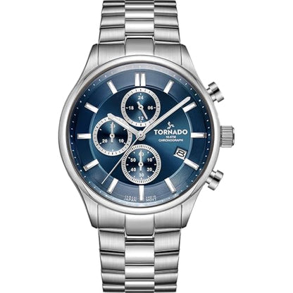 Tornado Celestia Elite Men’s Chronograph Watch | Green Dial, Gold Case & Strap, 42x48mm, 10ATM - T6106B-GBGH - color: Blue