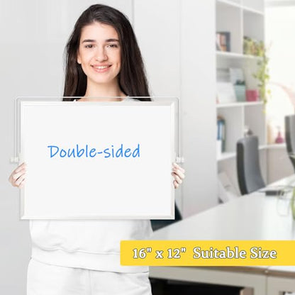 Double-Sided Magnetic White Board with Stand, 16" x 12" - color: White, size: 16"W x 12"H