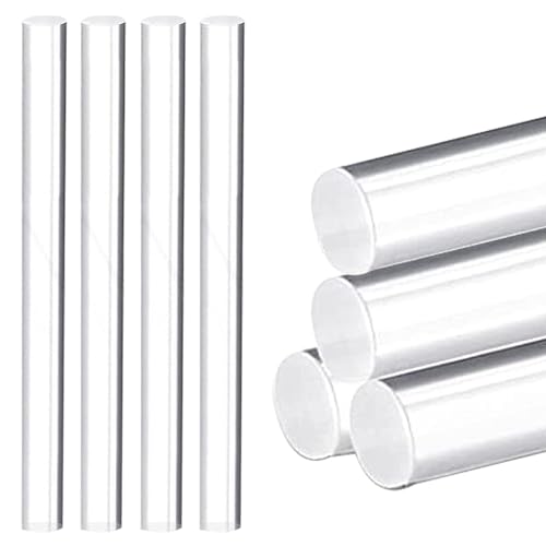 CoguZed 4 Pieces Acrylic Rods, Clear Acrylic Sticks, 6.3 x 0.5 Inch, DIY Crafts, Ylinder Rods