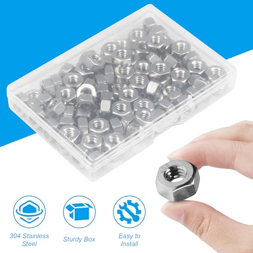 100pcs #8-32 Hex Nuts, 304 Stainless Steel - size: #8-32;100 PCS