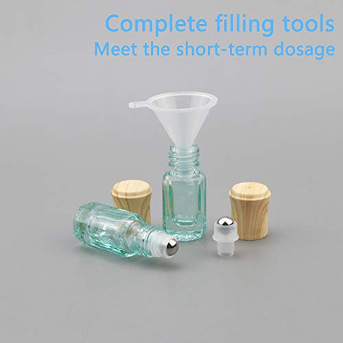 3mL Glass Roller Bottles for Essential Oils, Roller Ball Applicator - color: Light Blue