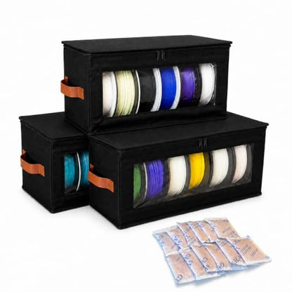 3 Pack 3D Printer Filament Storage Boxes with 12 Desiccant Packs
