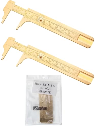 Konohan 2 Pcs Brass Pocket Caliper Double Scale Mini Tool for Jewelry