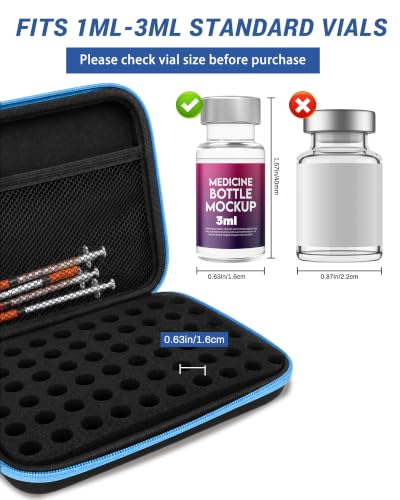 60 Slots 3ml Peptide Case, Insulin Vial Holder, Peptide Storage Case for Fridge and Travel, Fits 1ml 2ml 3ml Standard Vials, Diabetic Supplies (Case Only) - size: 60 Slots