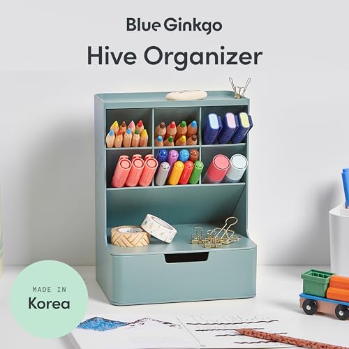 BLUE GINKGO Hive Pen Desk Organizer, Green, Made in Korea - color: GREEN, size: Hive