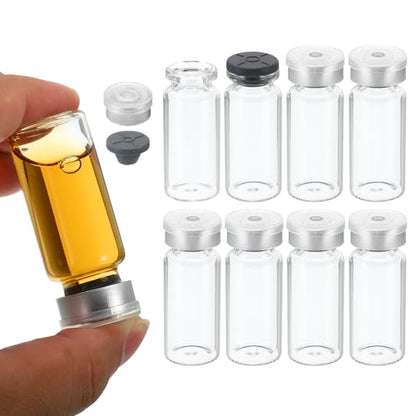 PATIKIL 10ml Sample Vials 20Pcs Lab Empty Vials with Butyl Rubber Stopper