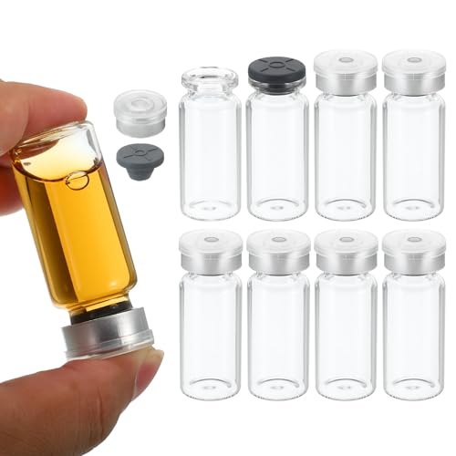 PATIKIL 10ml Sample Vials 20Pcs Lab Empty Vials with Butyl Rubber Stopper