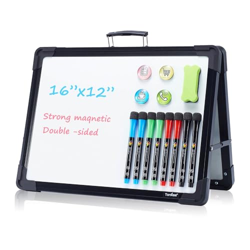 Tankee Dry Erase Board, 16x12 Inches Double Sided Magnetic Small Whiteboard - color: Black, size: 16"W x 12"H