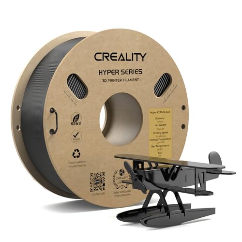 CREALITY Hyper PETG Filament 1.75mm 3D Printer Filament, Up to 600mm/s High Speed Rapid PETG, 1kg (2.2lb) Neatly Wound Cardboard Spool, Dimensional Accuracy ±0.03mm, Fit for Most 3D Printers, Black - color: 1kg Hyper Black Petg With Spool, size: 1.75 mm
