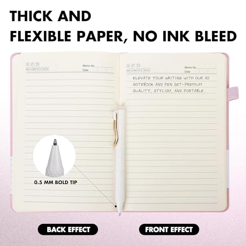 Aodaer 30 Set Lined Notebook Journals with Pens A5 Notebooks 100 GSM College Ruled Hardcover Notebook PU Leather Notepad with Pen Holder for Office School, 5.7 x 8.3 Inches, Pink - color: Pink