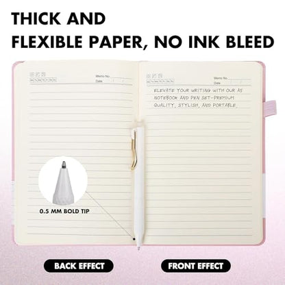 Aodaer 30 Set Lined Notebook Journals with Pens A5 Notebooks 100 GSM College Ruled Hardcover Notebook PU Leather Notepad with Pen Holder for Office School, 5.7 x 8.3 Inches, Pink - color: Pink