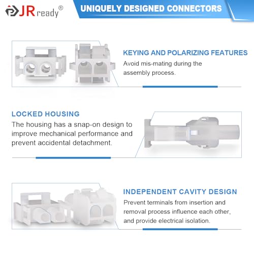 JRready ST6428 Power Connector 9 Pin (4 Matched Sets), 2.13mm Diameter Pin and Sockets 14-20 AWG, Compatible with Molex MLX Power Connector 9 Pin, 6.35mm Pitch,Free Hanging - size: MLX 9Pin Connector