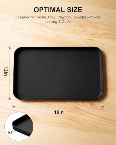 Silicone Mats for Crafts, 12" x 19" Waterproof Non-Slip Playdoh Mat - color: Black, size: 19"x12"