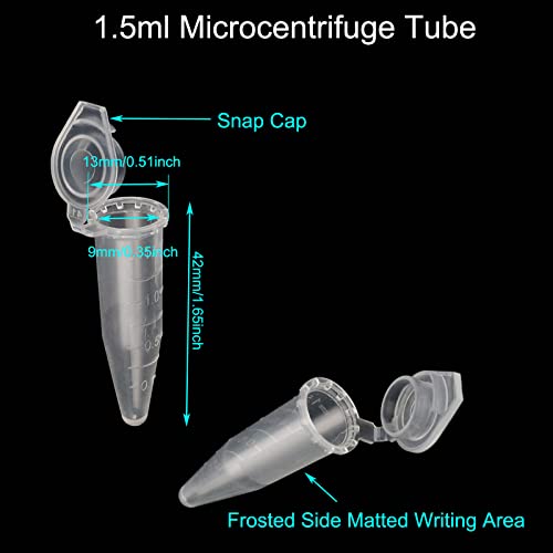 1.5ml 500 Pcs Microcentrifuge Tubes with Snap Cap Polypropylene - size: 1.5ml-500pcs