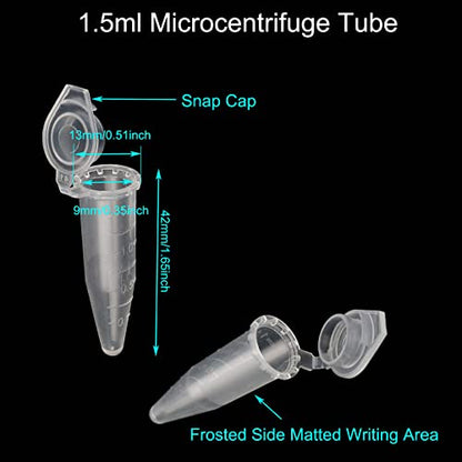 1.5ml 500 Pcs Microcentrifuge Tubes with Snap Cap Polypropylene - size: 1.5ml-500pcs