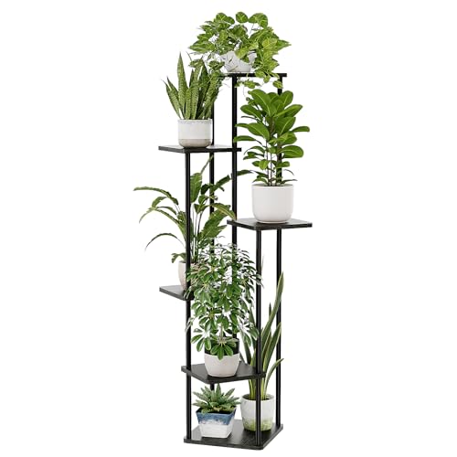 Bamworld Tall Plant Stand Indoor 6 Tier Corner Plant Shelf - color: Dark Brown, size: 6 Tier