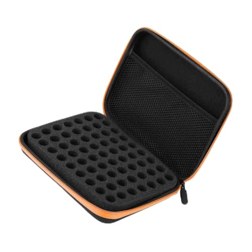Essential oils carrying case,1-3ml portable impact and leak proof hard shell essential oil organizer, 16mm Aperture holds 63 bottles of 1-3ml essential oils (Orange) - color: orange