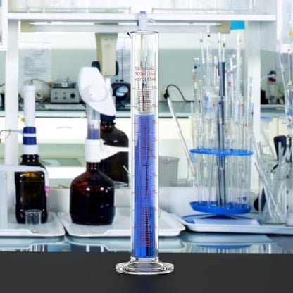 stonylab Class A Graduated Cylinder, 100 ml Borosilicate Glass High Precision Measuring Cylinder with Clear Scale and Stable Base for Laboratory Liquid Measurement - size: 100 ml