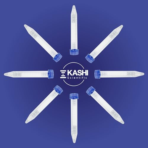 Kashi Scientific 15mL Screw Cap Conical Centrifuge Tubes, Sterile Test Tubes with Blue Lids, Lab-Grade Polypropylene Plastic, Printed Graduation and Write-on Spot [15mL, 300] - size: 15mL, Conical, Sterile