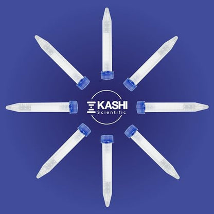 Kashi Scientific 15mL Screw Cap Conical Centrifuge Tubes, Sterile Test Tubes with Blue Lids, Lab-Grade Polypropylene Plastic, Printed Graduation and Write-on Spot [15mL, 300] - size: 15mL, Conical, Sterile
