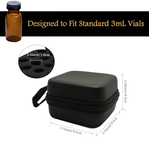 3ml Peptide Vial Case for Fridge, Hard Shell EVA Storage Case with 9PCS Colored Caps & Wrist Strap for Travel, 9 Slots