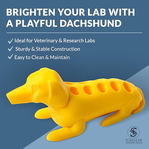 Schaller Industries Dachshund Test Tube Rack, 10 Vials, 13mm, in Yellow - color: Bright Yellow, size: 13mm Tubes