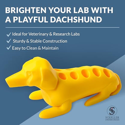 Schaller Industries Dachshund Test Tube Rack, 10 Vials, 13mm, in Yellow - color: Bright Yellow, size: 13mm Tubes