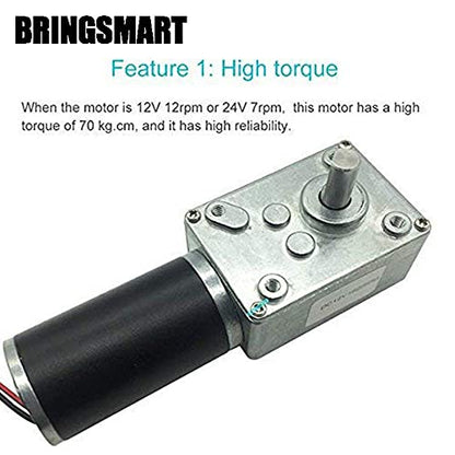 BRINGSMART 24V 80rpm DC Worm Gear Motor Self-Locking Mini Engine Turbine - size: 24V 80rpm