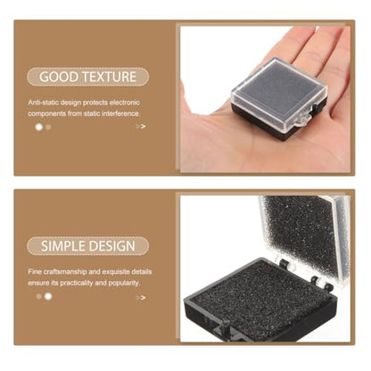 Angoily 5pcs Anti-Static Chip Box Electronic Component Organizer Chip Container with Transparent Top and Anti-Static Sponge ESD Storage Case for Microchips Samples 1.37 X 1.37 X 0.59 in