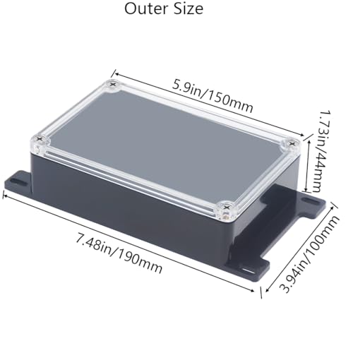 Junction Box, Zulkit Project Box IP65 Waterproof Outdoor Box ABS Plastic Electrical Boxes Electronic Enclosure with Fixed Ear 5.91 x 3.94 x 1.73 inch(150 x 100 x 44 mm)(Pack of 2) - size: 5.91" x 3.94" x 1.73"(Pack of 2)