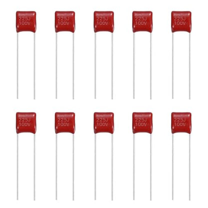 MECCANIXITY Capacitors Kit CBB21/CBB22 100V 225J 2.2UF Red 20 PCS - style: 100V 225J 2.2UF