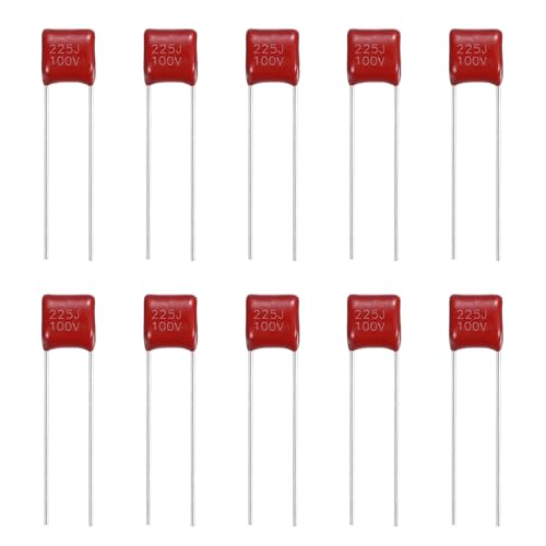MECCANIXITY Capacitors Kit CBB21/CBB22 100V 225J 2.2UF Red 20 PCS - style: 100V 225J 2.2UF
