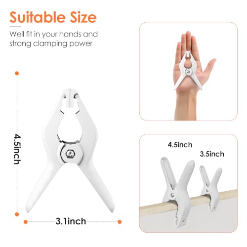 Spring Clamps Heavy Duty, 4.5in Backdrop Clips, 8 Pack- White - color: White, size: 4.5in