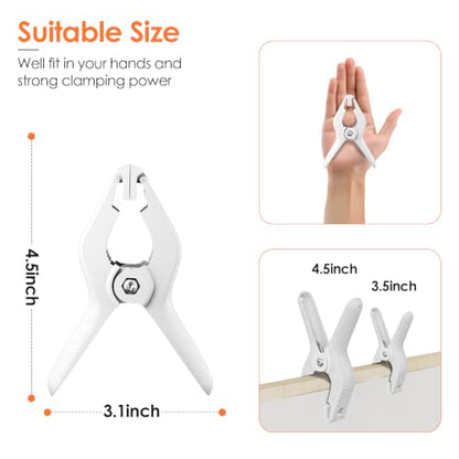 Spring Clamps Heavy Duty, 4.5in Backdrop Clips, 8 Pack- White - color: White, size: 4.5in