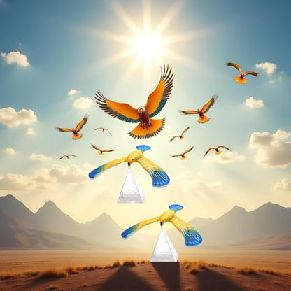 2Pcs Balance Bird Prop, Clear Triangle Stand Classic Gravity Balancing Eagle, Stable Anti-Fall Clear Gravity Principle Demo for Science Teaching