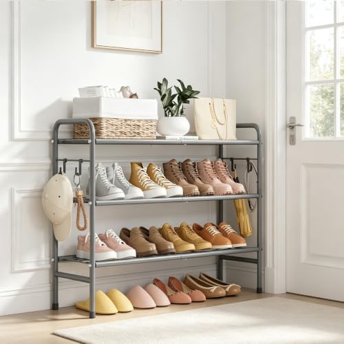 VILICK Metal Shoe Rack for Closet 33" Wide Shoe Organizer for Entryway - color: Grey