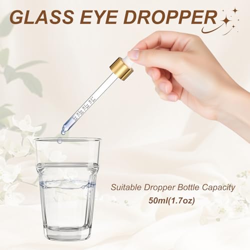 PATIKIL Glass Eye Dropper w/Measurement mark for 1.7oz Glass Bottles 10Pcs - color: White/Gold Top, size: 1.7oz