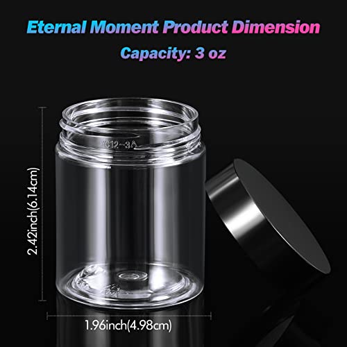 Eternal Moment 36 Pack 3 OZ Plastic Jars Clear Cosmetic Container with Lids - color: Black Lid, size: 3 Ounce