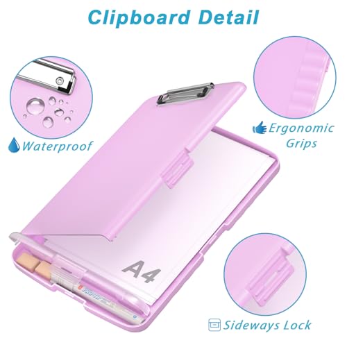 Rimilak Clipboard with Storage, 8.5 x 11'' High Capacity Clip Board, Pink - color: Pale Pink