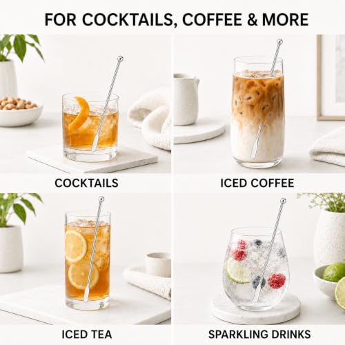 2-Piece Coffee Stirrers, 7.5-Inch Stainless Steel Reusable Drink Stirrers
