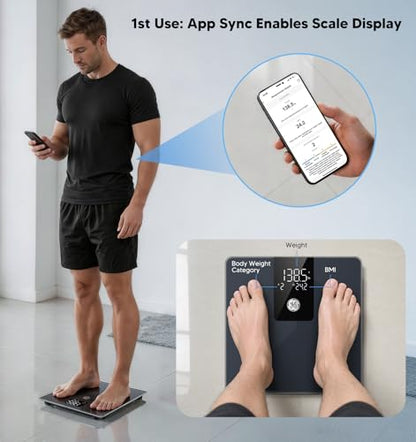 GE Bathroom Scale for Body Weight, Digital Smart Accurate 400 lb Weighing - color: Deep Black, size: 11" x 11"