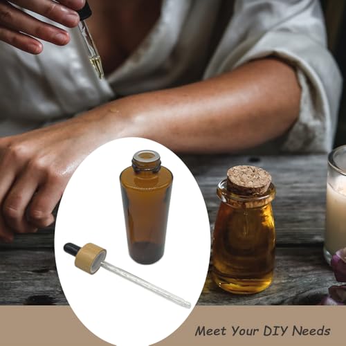 Brown Glass Dropper Bottles 60ml/2 oz 6 PACK,Essential Oil Bottles With Eye Dropper And Bamboo Lids Perfume Sample Vials Essence Liquid Cosmetic Containers - color: Brown clear, size: 60 ml