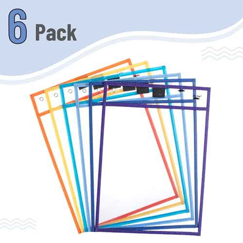 Mr. Pen- Reusable Dry Erase Pocket Sleeves, 10" x 14", 6 Pack, Colorful - color: Winter, size: 6 Pack