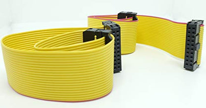2-Pack IDC 2x10 20P 2.54mm Female Connector 40cm 16 Inches Length Yellow Flat Ribbon Cable, Double Rows 20 Pins 0.1” Pitch FC F/F (20P-40cm-2PK) - size: 20P-40cm-2PK
