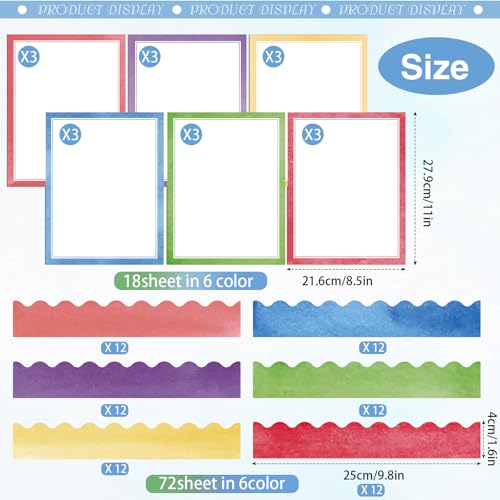 90 Pcs Science Fair Board Supplies Trifold Poster Boards, Watercolors - color: Watercolors