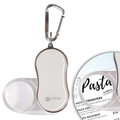 OttLite Pocket LED Magnifier with Carabiner Clip, White - color: White