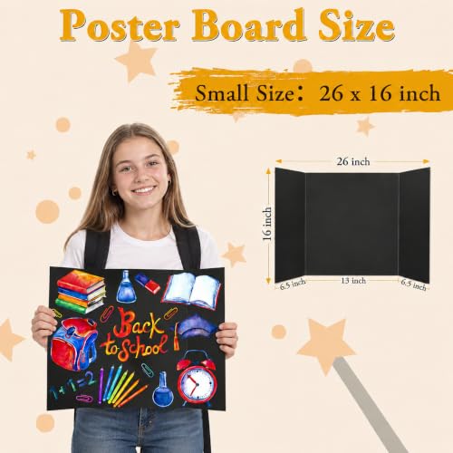 AKONEGE 4PCS Black Trifold Poster Board 26"x16" for Display & Presentation - color: Black, size: Medium-26 X 16 inches