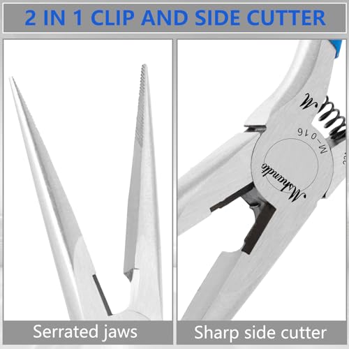 Needle Nose Pliers 6.5" Long Nose Pliers for Wire Bending, High Carbon Steel Needle Nose Plier, Serrated Jaw Pliers for Jewelry Making Electronics Repair Object Grasping Craft Making (1Pack) - size: 6.5"-1Pack